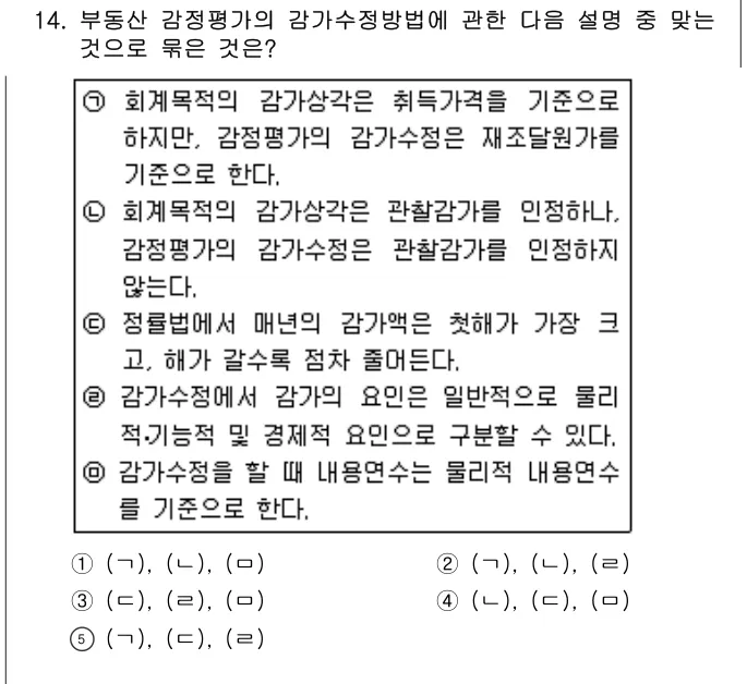 2005년 부동산학개론 14번 문제 (보기 포함 이미지)