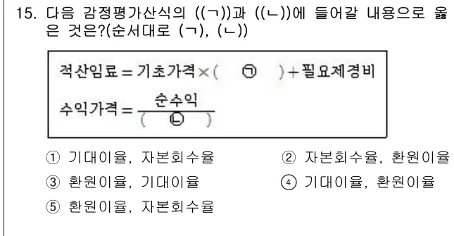 2005년 부동산학개론 15번 문제 (보기 포함 이미지)