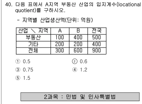 2005년 부동산학개론 40번 문제 (보기 포함 이미지)