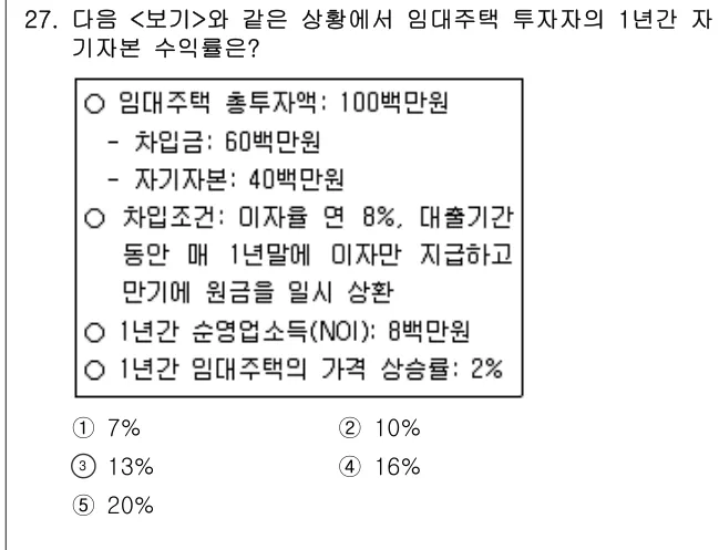 2007년 부동산학개론 27번 문제 (보기 포함 이미지)