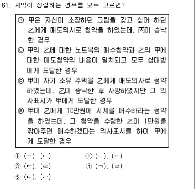 2007년 민법·민사특별법 61번 문제 (보기 포함 이미지)