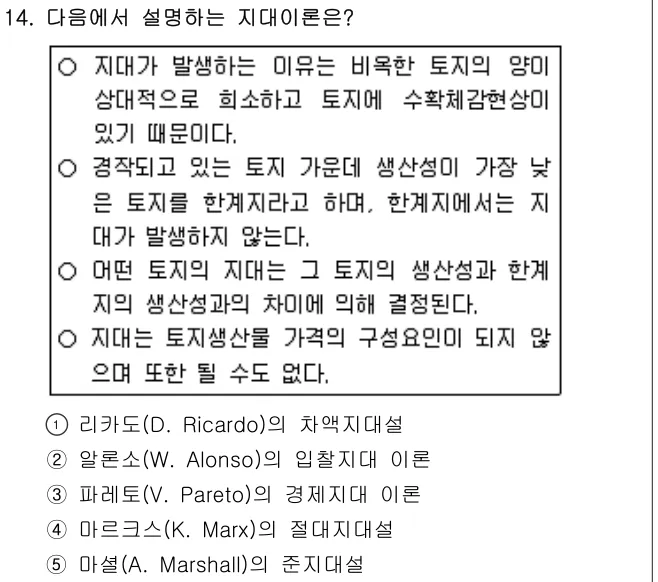 2008년 부동산학개론 14번 문제 (보기 포함 이미지)