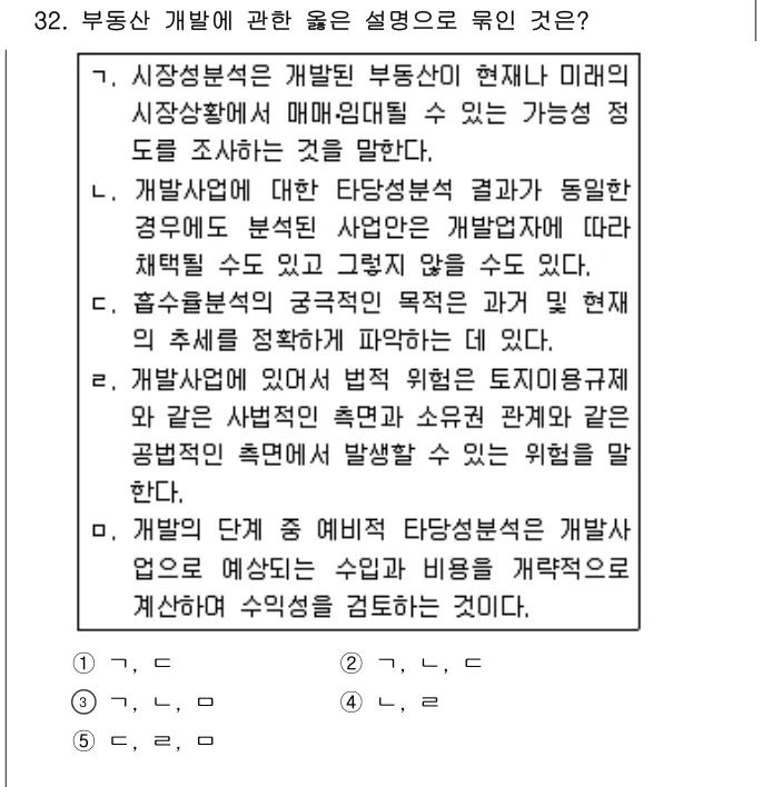 2008년 부동산학개론 32번 문제 (보기 포함 이미지)
