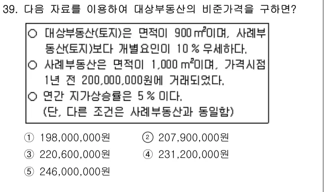 2008년 부동산학개론 39번 문제 (보기 포함 이미지)