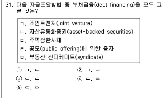 2011년 부동산학개론 31번 문제 (보기 포함 이미지)