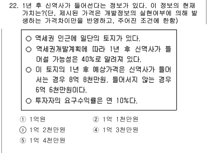 2014년 부동산학개론 22번 문제 (보기 포함 이미지)