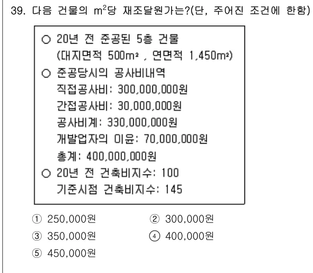 2014년 부동산학개론 39번 문제 (보기 포함 이미지)