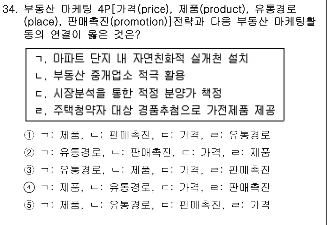 2016년 부동산학개론 34번 문제 (보기 포함 이미지)