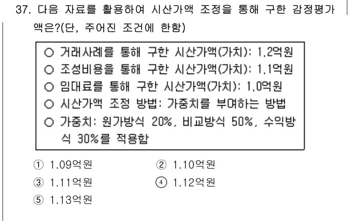 2016년 부동산학개론 37번 문제 (보기 포함 이미지)