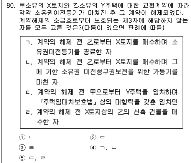 2016년 민법·민사특별법 80번 문제 (보기 포함 이미지)
