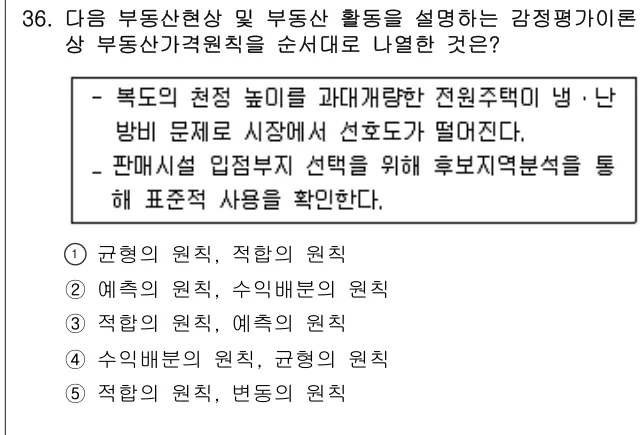 2017년 부동산학개론 36번 문제 (보기 포함 이미지)