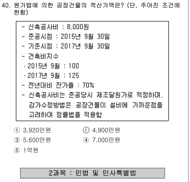 2017년 부동산학개론 40번 문제 (보기 포함 이미지)