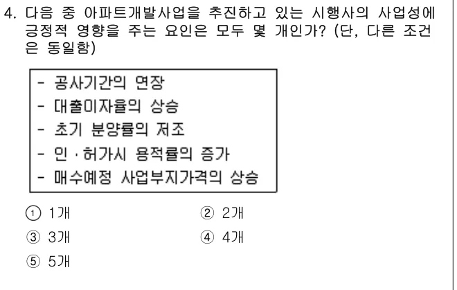 2018년 부동산학개론 4번 문제 (보기 포함 이미지)