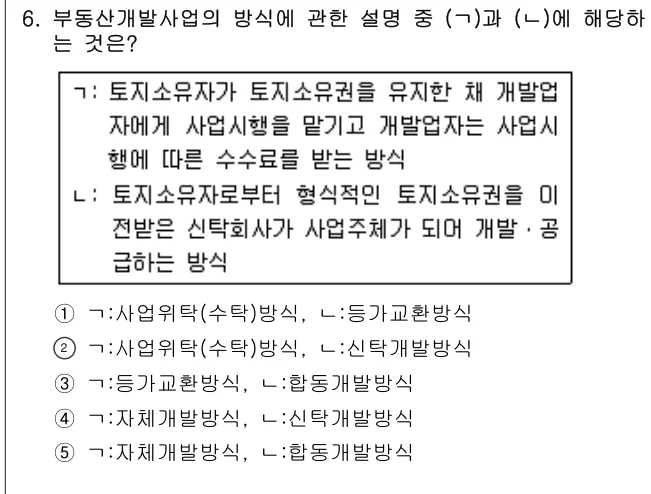 2018년 부동산학개론 6번 문제 (보기 포함 이미지)