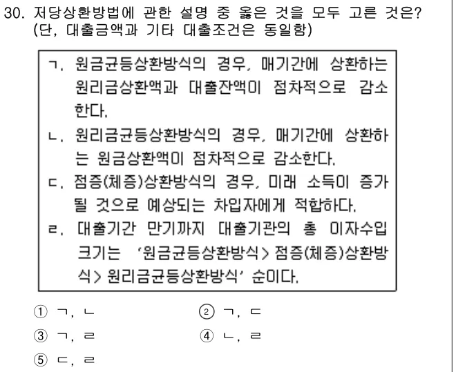 2018년 부동산학개론 30번 문제 (보기 포함 이미지)