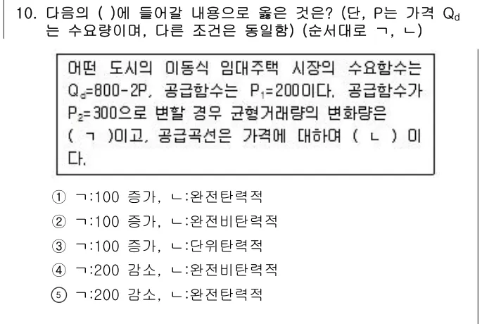 2019년 부동산학개론 10번 문제 (보기 포함 이미지)