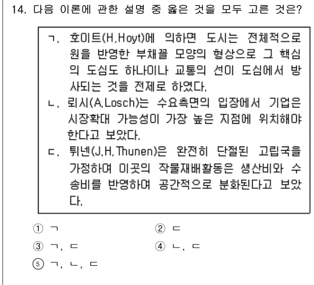 2019년 부동산학개론 14번 문제 (보기 포함 이미지)