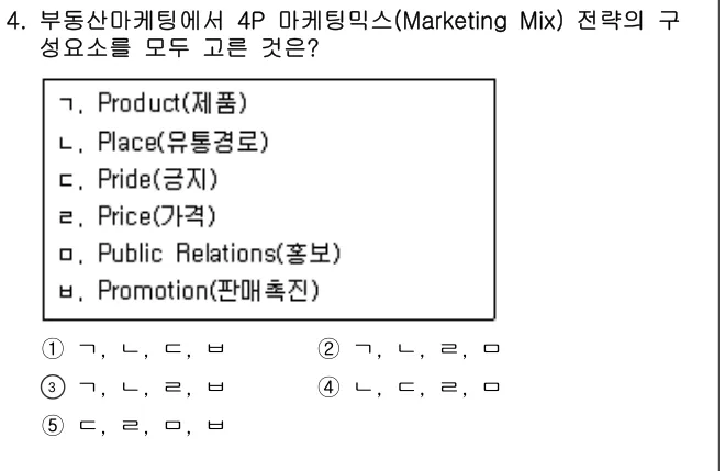 2020년 부동산학개론 4번 문제 (보기 포함 이미지)