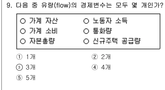 2020년 부동산학개론 9번 문제 (보기 포함 이미지)