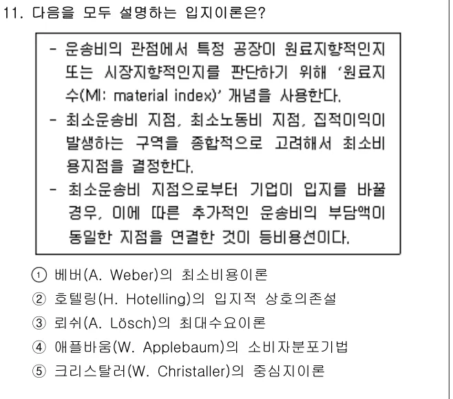 2021년 부동산학개론 11번 문제 (보기 포함 이미지)