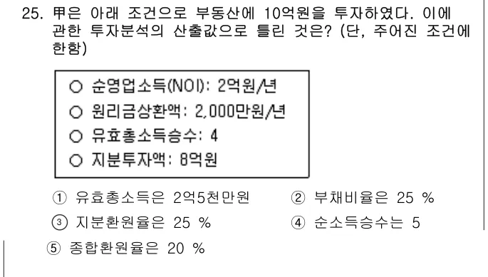2023년 부동산학개론 25번 문제 (보기 포함 이미지)