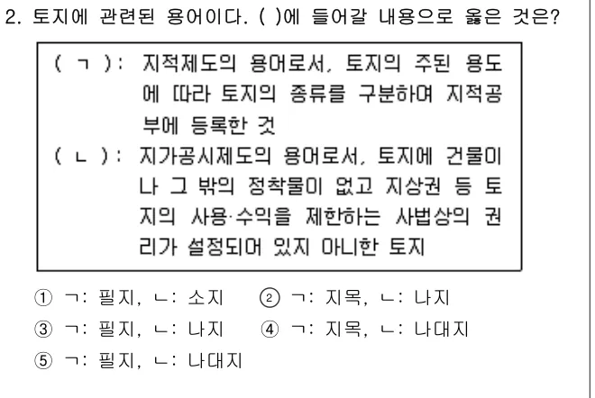 2024년 부동산학개론 2번 문제 (보기 포함 이미지)