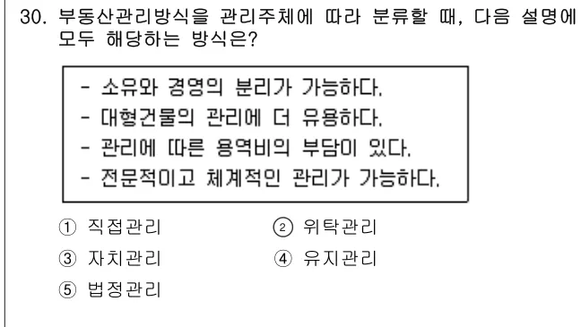 2024년 부동산학개론 30번 문제 (보기 포함 이미지)