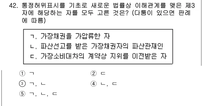 2025년 민법·민사특별법 42번 문제 (보기 포함 이미지)