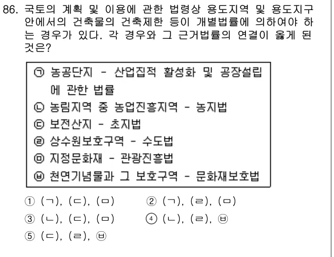 2005년 부동산공법 86번 문제 (보기 포함 이미지)
