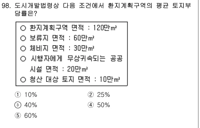2011년 부동산공법 98번 문제 (보기 포함 이미지)