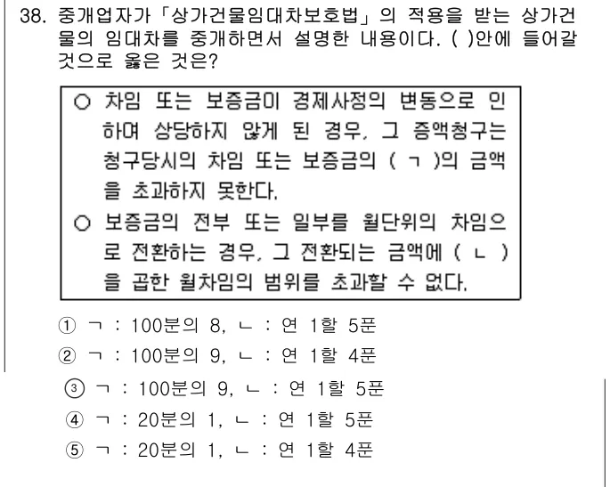 2012년 공인중개사법·중개실무 38번 문제 (보기 포함 이미지)