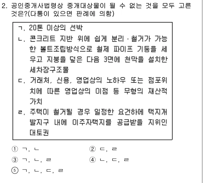 2014년 공인중개사법·중개실무 2번 문제 (보기 포함 이미지)
