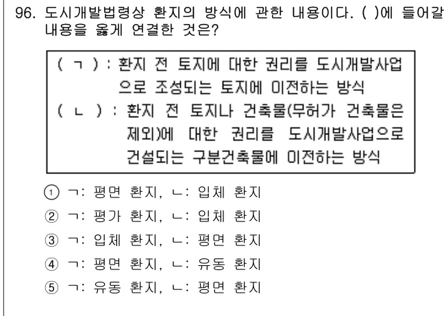 2016년 부동산공법 96번 문제 (보기 포함 이미지)