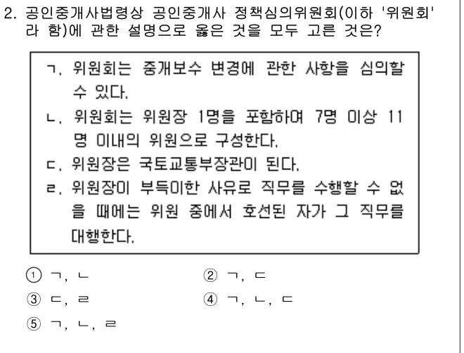 2021년 공인중개사법·중개실무 2번 문제 (보기 포함 이미지)