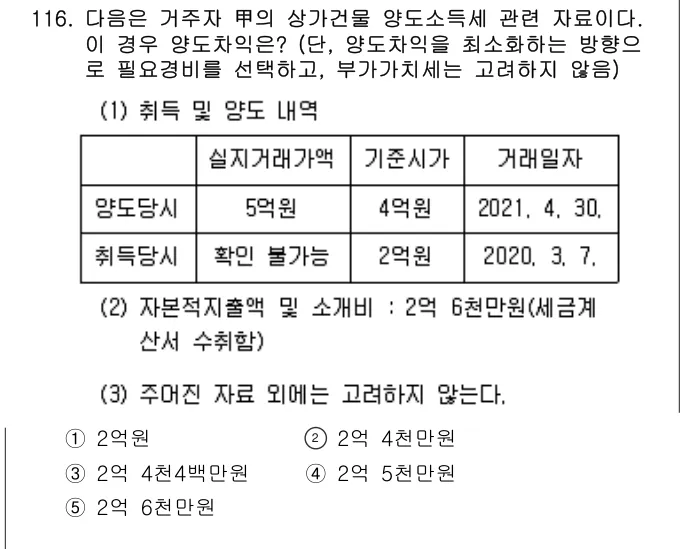 2021년 공시법·세법 116번 문제 (보기 포함 이미지)