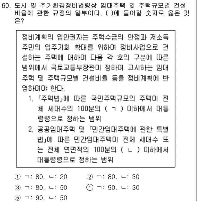 2024년 부동산공법 60번 문제 (보기 포함 이미지)